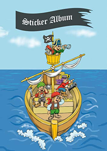 HERMA 15417 Stickeralbum leer zum Sammeln A5 Piraten Abenteuer, beschichtetes Stickerbuch aus Silikonpapier zum Ablösen und Wiederverwenden der Sticker, blanko Sammelalbum für Mädchen Jungen Kinder