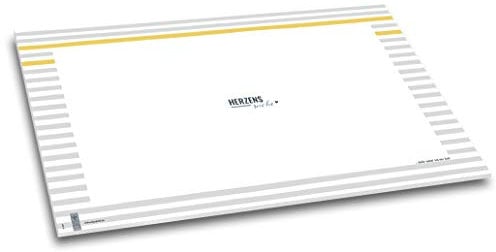 Herzenssache - Schreibtischunterlage Schreibunterlage Muster Streifen grau gelb Notizen Spruch Papier Papierunterlage DIN A2 40 Blatt