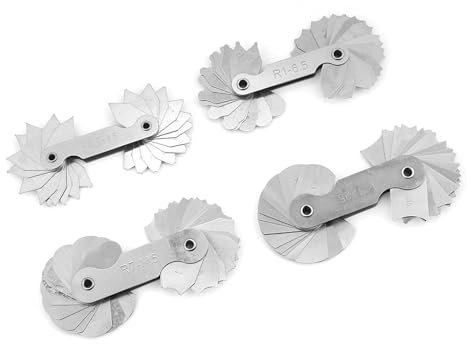 Hyuduo 4Pcs Radio Calibradores Acero Inoxidable Cóncavas/Convexos Medidor de Herramienta de Medida de Bolsillo R0.3-1.5 / R1-6.5 / R7-14.5 / R15-25Mm Reemplazo de Gage