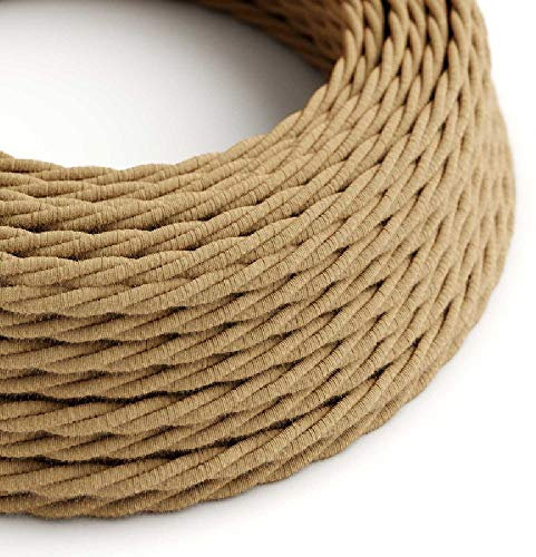 10 Metres - Natural Jute 3 Core Vintage Retro Italian Braided Twisted Lighting Cable | Flexible Wire Cord | Pendants - Table Lamps - Floor Lighting | UK & European Approved Standards