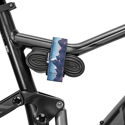 Granit Rockband+ MTB Rahmen Trägergurt für Schläuche und Fahrradwerkzeug-Set, Fahrrad-Aufbewahrungslösung zum Anbringen von zusätzlicher Ausrüstung an Ihrem Mountainbike und BMX-Bike (Berge Blick)