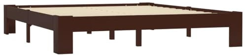vidaXL Kiefernholz Massiv Bettgestell Holzbett Doppelbett Futonbett Massivholz Bett Bettrahmen Lattenrost Schlafzimmerbett Dunkelbraun 180x200cm