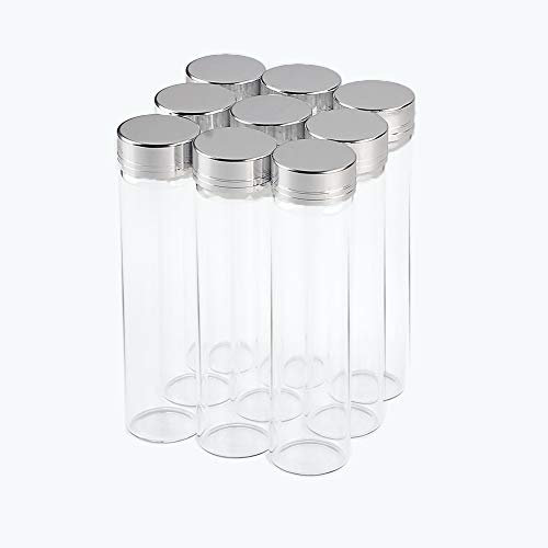 12pcs 60ml Botellas de Vidrio Transparente con Cubierta de Aluminio Plateado Muy Hermoso, Botellas de Vidrio Vacías DIY Tarro de Botella de Vidrio Decorativo