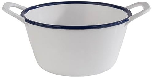 APS 84958 Schale ENAMEL LOOK, Müslischale, Snackschale; 0,3 Liter, 15 x 11,5 cm, Höhe 6,5 cm, Melamin, weiß mit blauem Rand