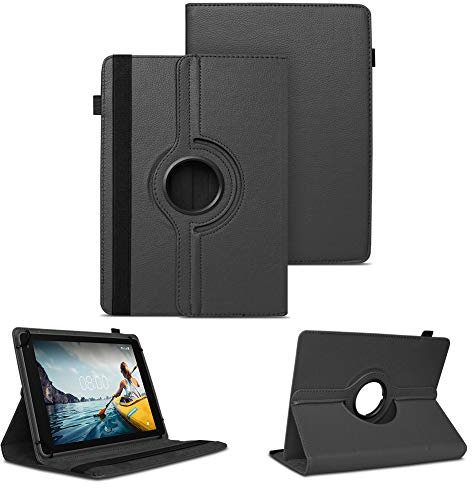 NAUC Tablet Hülle kompatibel mit Medion Lifetab E10713 E10421 E10512 Tasche Schutzhülle Schutztasche Cover Schutz Case 360 Drehbar, Farben:Schwarz