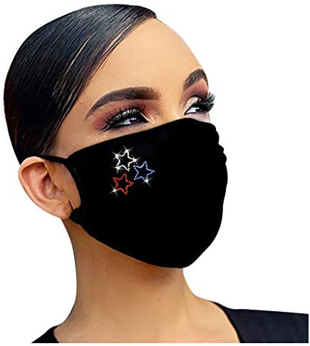 AmyGline Glänzend Strass Mundschutz mit Motiv Glitzer Diamant Druck Mund-Nasen-Bedeckung Waschbar Wiederverwendbar Atmungsaktiv Baumwolle Multifunktionstuch Halstuch Schals für Damen Herren