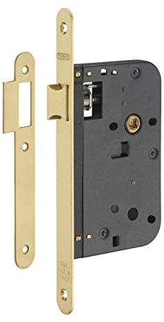 THIRARD - Serrure encastrable pour porte intérieure, axe 60mm, bouts ronds, laiton poli verni