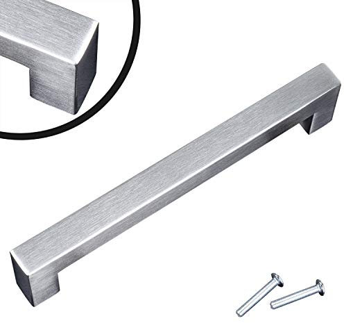 Stahlia Möbelgriff Edelstahl 160mm Lochabstand Schubladengriffe Schrankgriffe Küchengriffe Griffe Profil: 15x15mm Türgriffe Küche Edelstahlgriff gebürstet eckig