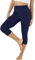LAPASA Damen Capri 3/4 Sport Leggings hoher Bund Push Up High Waist ohne Taschen L02A1 (Navy Blau, M)