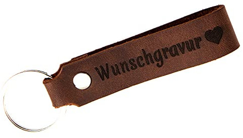 Tidero Schlüsselanhänger Leder mit Wunschgravur, individuelle Gravur - personalisiert Schlüsselbund Namen Auto - Geschenk für Männer Frauen Jahrestag - 100% Handmade in Germany - Magic Brown