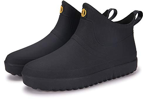 AONEGOLD Stivali di Gomma Uomo Donna all'aperto Giardinaggio Scarpe Antiscivolo Scarpe da Pioggia Stivali Caldi Impermeabili (Nero,Taglia 45)