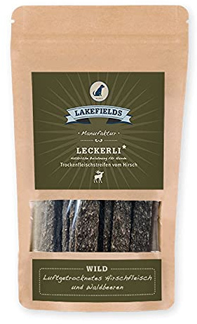 Lakefields MANUFAKTUR Snacks Trockenfleischstreifen vom Hirsch 150g, Größe:8 x 150 g