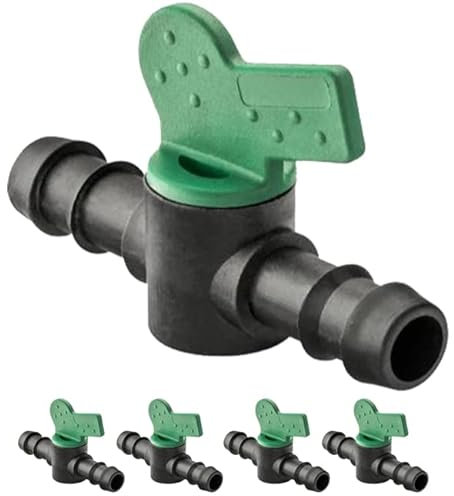 Suinga 20 x LLAVE RIEGO POR GOTEO 16mm. Llave Regulación de Paso 16 mm, negro