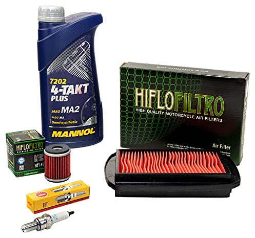 Wartungspaket Öl 1L + Luftfilter + Ölfilter + Zündkerze für Yamaha YZF-R 125 YZF-R125 RE06 Baujahr 2008-2013