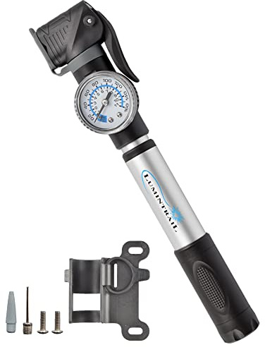 Lumintrail Portable Presta Valve Bike Hand Pump with PSI Pressure Gauge - Frame Mount Bicycle Tire Air Pump Fits Presta Valve & Schrader Valves - Portable Bike Pumps
