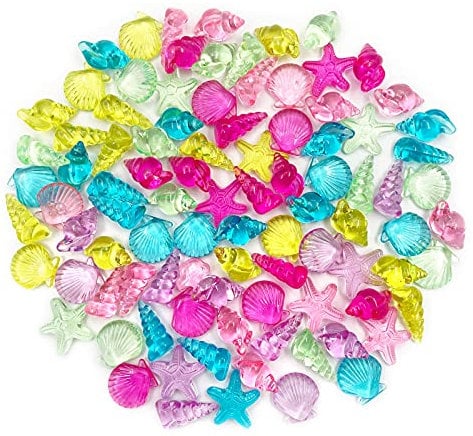 LYFJXX 92 Stück/Set 4 Stile Acryl Muscheln Conch Seestern Tischstreuungen Strand Thema Muscheln Party Dekoration Handwerk
