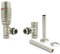 Hot Flow Satin Nickel Marella Modern Thermostatic Radiator Valve Angled TRV. Includes Angled TRV Body, Wheel Head, Lock Shield & Pipe Sleeve for Quick & Easy Temperature Control.