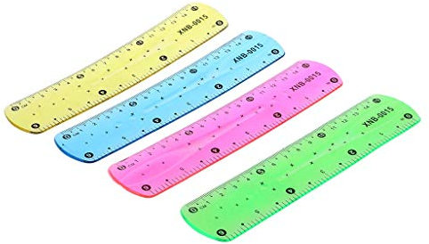 U-M 1 righello morbido multicolore da 15 cm, flessibile, per cancelleria creativa, ideale per la scuola, colore blu/verde/giallo/rosa, colore casuale durevole e utile