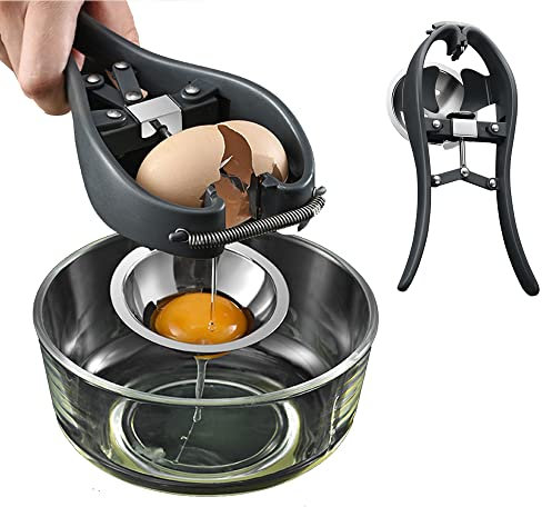 BICBLL Eieröffner Edelstahl Eigelbtrenner Eiertrenner Werkzeug, Hand-Eieröffner Mit Eigelbtrenner, Automatikabscheider Eierschalenbrecher, Ei Cracker Edelstahl Fast Eiershellöffner Separator Egg