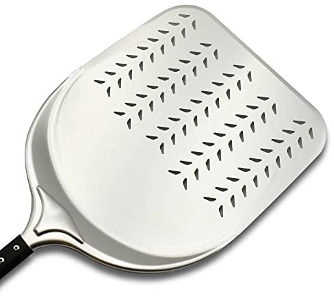 Erre4m Pala para pizza, Pala perforada para hornear pizza cuadrada Punto Rojo disponible en varios tamaños (36 x 190 cm)