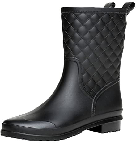 ORANDESIGNE Stivali Gomma Donna Pioggia Bassi Lavoro Giardino Stivaletti Antiscivolo Wellington Boots A Nero 39 EU