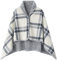 WINKEEY Damen Poncho, Winter Warm Umhang, Strick Cape Cardigan Für Frauen, Wrap Open Front Cape, Dicke Fleece Decke, Grau Weiß