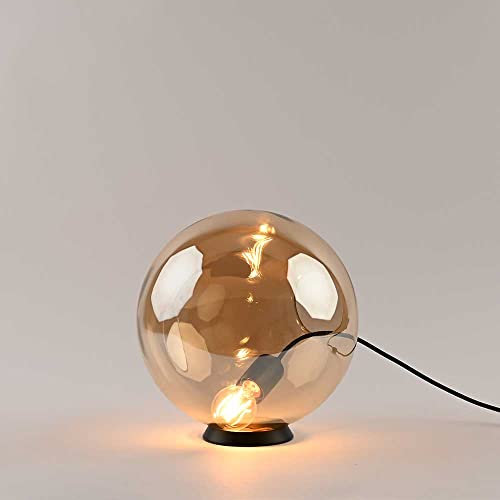 s.luce Orb Glaskugel Tischleuchte Tischlampe Schlafzimmerlampe Flurleuchte, Farbe Amber, Größe Ø 30cm