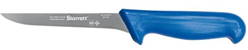 Starrett Professional Stainless Steel Chefs Kitchen Boning Knives - Narrow Straight Profile - 8-inch (200mm) - Blue Handle
