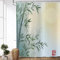 ASDCXZ Rideau de Douche en Bambou 180x180 cm, Peinture Chinoise Asiatique Vert Bambou Bénédiction Spa Méditation Lavables Textile Rideau Douche imperméable pour Baignoire avec 12 Crochets