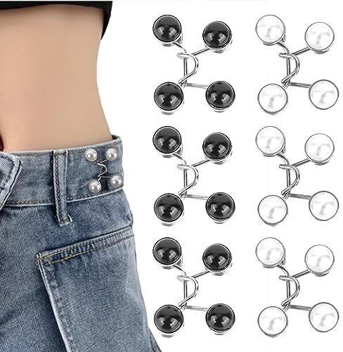 CTDMJ Bouton de Jean Clipsable Ajustable 6Pcs - Métallique DIY Amovible pour Pantalon, Serre Taille, Aucune Couture Requise