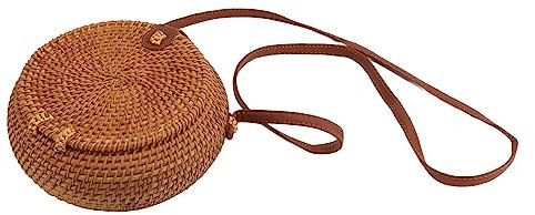 Tnfeeon Korbtasche, Handgewebte Runde Rattantasche, Umweltfreundlich für Sommerparty (Naturfarbenes Oval mit Futter)