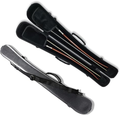 Vetimobato Carbon Fiber Upright Double Bass Bow Case Fits All Standard 3/4 & 4/4 Size Bass Bows – Lightweight Hard Shell String Bass Bow Case with Removable Shoulder Strap (Black)