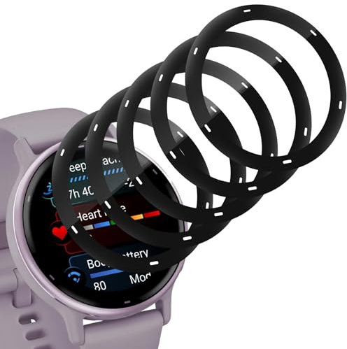 Tomooo Verre Trempé pour Garmin Vivoactive 5, Haut Définition Protection écran, Vitre Protection de Anti Rayures, 3D Couverture Complète, Sensible au Toucher, Sans Bulles- 5 Pièces