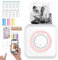 Mini Imprimante de Poche 13 Rouleaux de Papier,Mini imprimante Bluetooth Imprimante Photo Portable avec Batterie Rechargeable et câble USB Compatible Android & iOS pour Notes,rappels,Agenda (Rose)