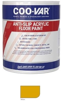 CooVar Anti Slip Acrylic Floor Paint - Yellow - 5 Litre