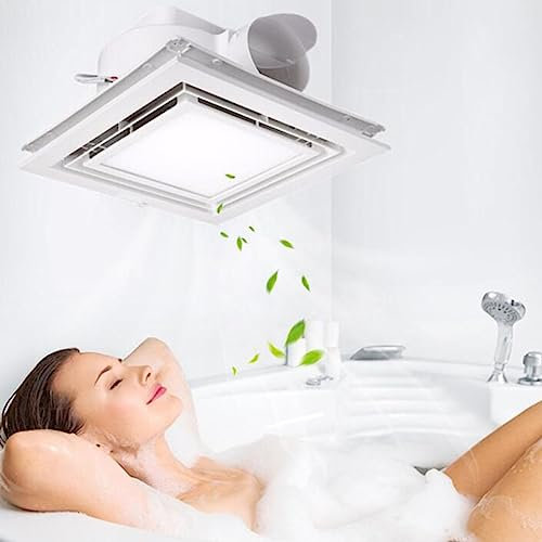BETAM Bathroom Ceiling Fan with Light,Kitchen Extractor Fan 300 * 300Mm,Flame Retardant Shell,Pure Copper Motor,for Shower,Office,Home Ventilation,Quiet,2.5M³/Min,Easy To Install