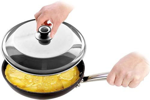 Ichigo Ichie Tapa Giratortillas de Acero Inoxidable para Tortilla de Patatas, Tapa Volteatortillas para Sartén, Tapadera Multiusos, Apto para lavavajillas - 30cm