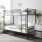 Iron Bed Bunk Bed Dormitory bed with Ladder for Kids Twin Size Black