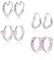 Silber 925 Ohrringe Creolen Herz, ALEXCRAFT 4 Paar Multipack Silber 925 Creolen mit Zirkon Rosa Ohrringe Set, Knorpel Ohrring Herzform Kleine Huggie Kreolen Herz Creolen Set für Damen Frauen