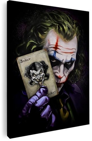 Artmazing | Joker Bild bunt | S-Art Bilder | Joker Bilder Modern | Coole Wandbilder Wohnzimmer | Wandbild Joker Deko XXL | Bild Leinwand XXL | Joker Bilder Wand