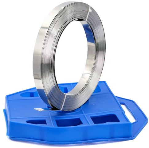 MgcTolBox Stahlband V2A 30 m, Metall Stahlkabelbinder Extra Stark, Montageband, Stahlbandrolle zur Montage von Verkehrsschildern | 16 x 0.5 mm | 1 Rolle - 30 m