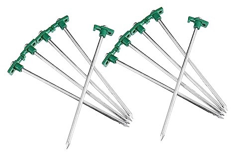 VANZACK 10 Stück Edelstahl Zeltnägel Rostfrei mit Haken 10stücke für Campingzelte Stabile Befestigung für Outdoor und Markisen