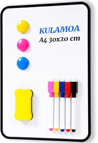 KULAMO Magnetisches Whiteboard, 30 * 20cm A4 Doppelseitiges Whiteboard Klein, mit Trocken abwischbare Stifte, Whiteboard Radierer, Magnet, Whiteboard Kann als Unterrichten, Malen und Notieren