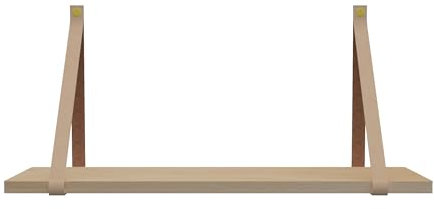 Handles and More - Regalhalterung aus Leder - 2 x Regalträger aus Leder - Regalhalter für Wandregal - Naturlich - Geeignet für eine Regalbreite von 19-24 cm - Tragfähigkeit bis zu 15 kg
