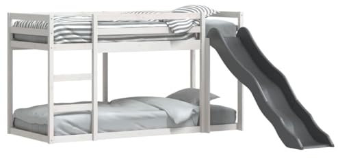 vidaXL Lit superposé avec Toboggan/échelle Blanc 90x190 cm pin Massif, lit Mezzanine, lit superposé pour Enfants, lit superposé Double