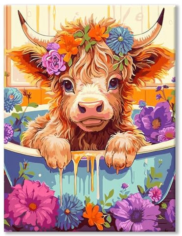 77iiAii Diamond Painting Erwachsene, Diamond Painting Tiere Kuh, Diamant Painting Bilder Groß xxl 40x50 cm für Erwachsene Kinder Diy und Wohnzimmer Schlafzimmer Wanddeko