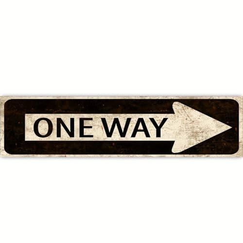 Vintage One Way Metall-Blechschild – 10,2 x 40,6 cm – wasser- und staubdichte Wandkunst für Zuhause, Restaurant, Bar, Café und Garage