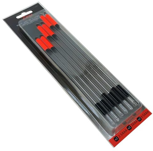 ZWIM Fishing - 6 Pack of LOADED Waggler Floats Classic Clear Crystal with Hi-Viz Red Tips (13cm to 23cm) - For Most types of Coarse Fishing [21-0007]