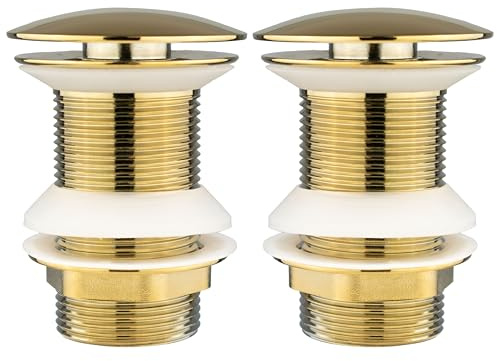 Xcel Home 2 Stück Gold Ungespaltene Waschbeckenstöpsel Pilzkuppel Messing