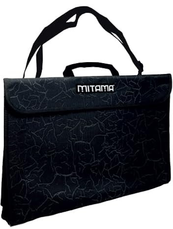 Mitama - Valigetta in Tessuto con Tracolla, Scuola e Tempo Libero, Fogli A4 e A3, Resistente e Rinforzata, Colori Assortiti (Black Craks) 2024